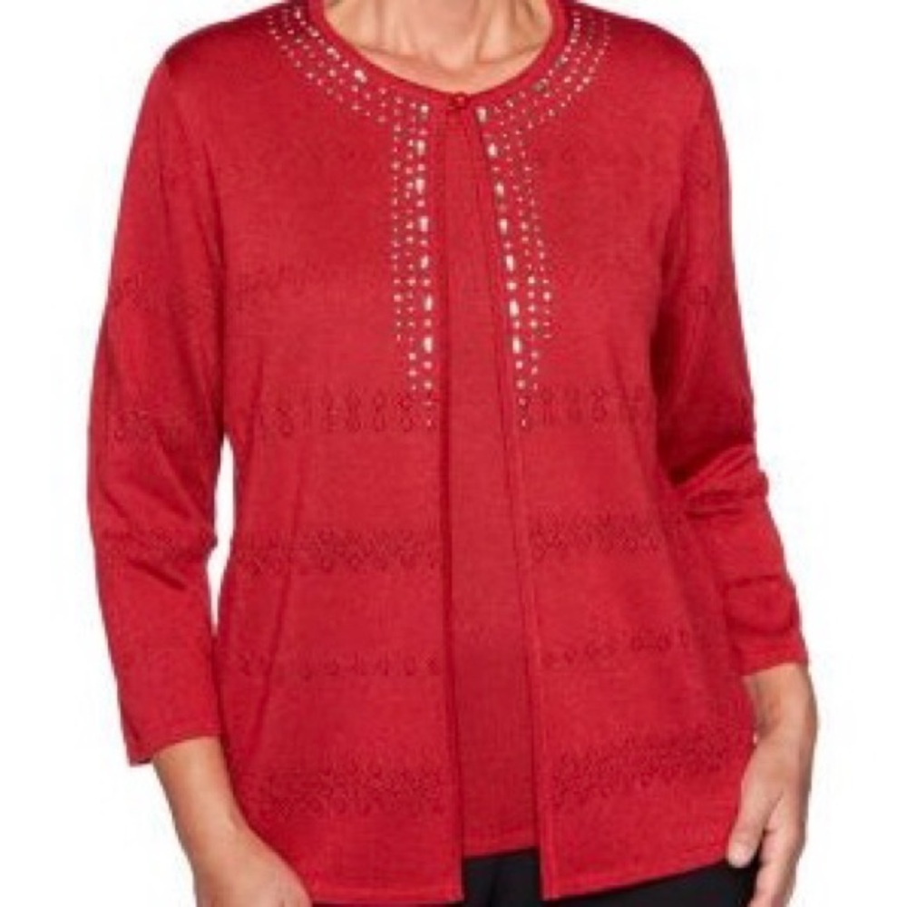 Alfred Dunner Red Women's Cardigan